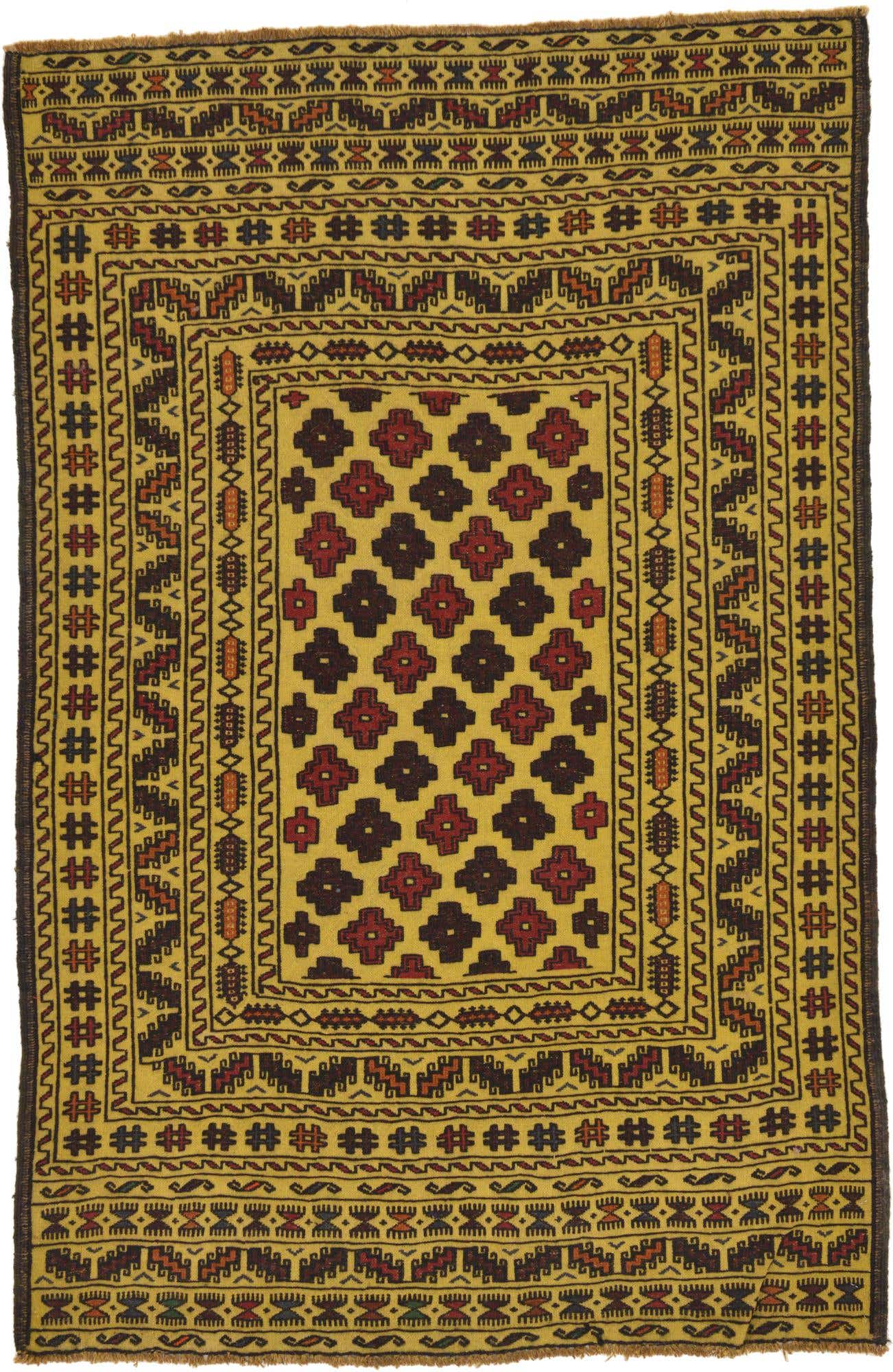 4' x 6' 2 Hand Woven Kilim Afghan Wool Rug