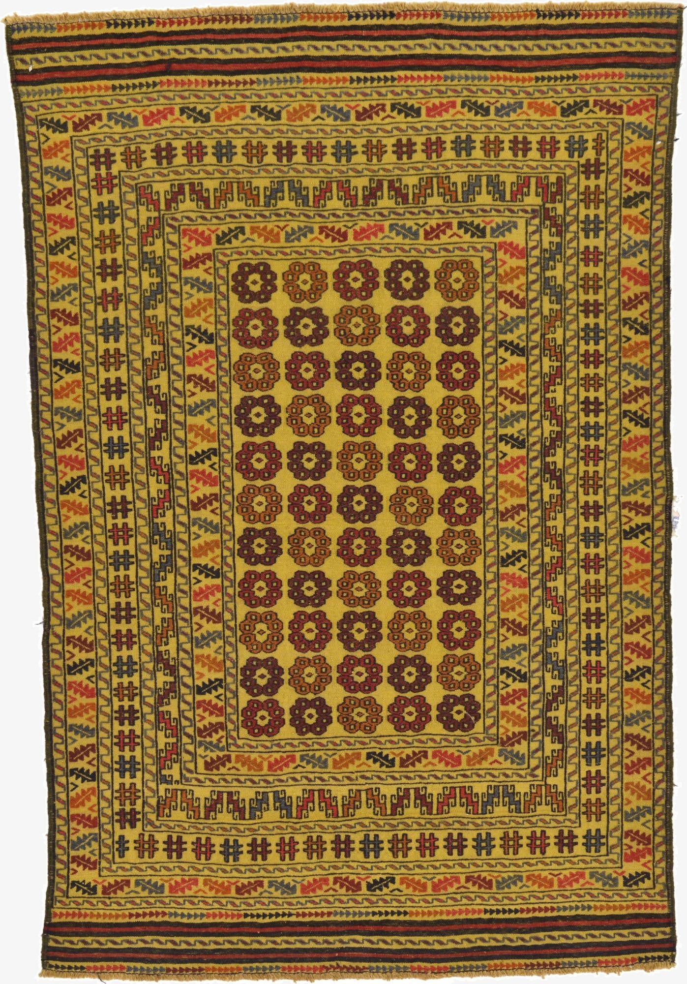 4' 3 x 6' 2  Hand Woven Kilim Afghan Wool Rug