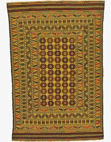 4' 3 x 6' 2 Hand Woven Kilim Afghan Wool Rug