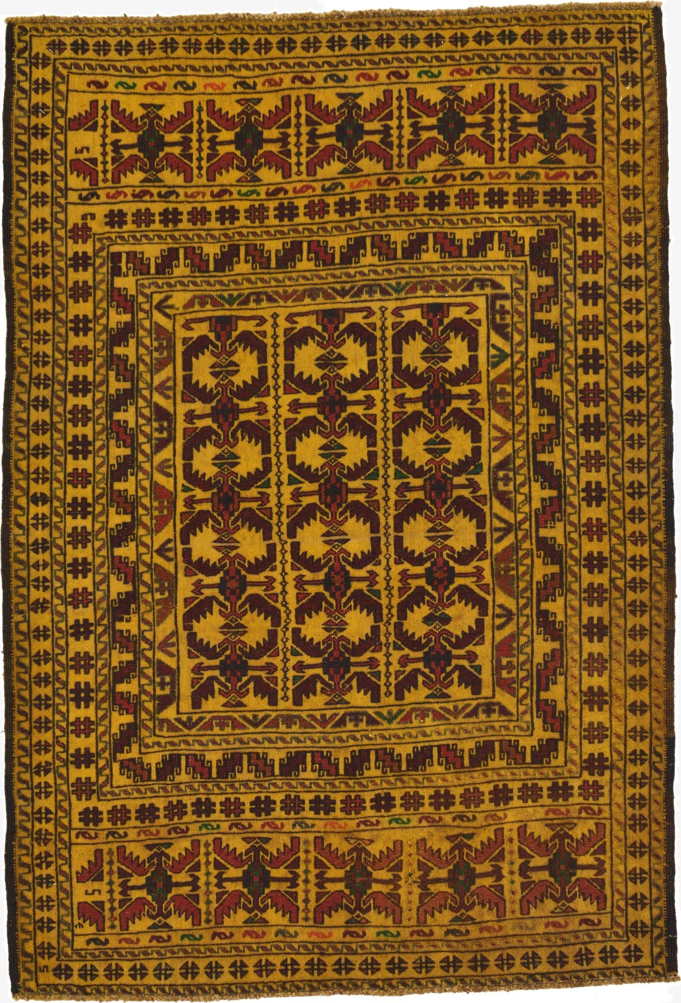 4' 3 x 6' 2  Hand Woven Kilim Afghan Wool Rug