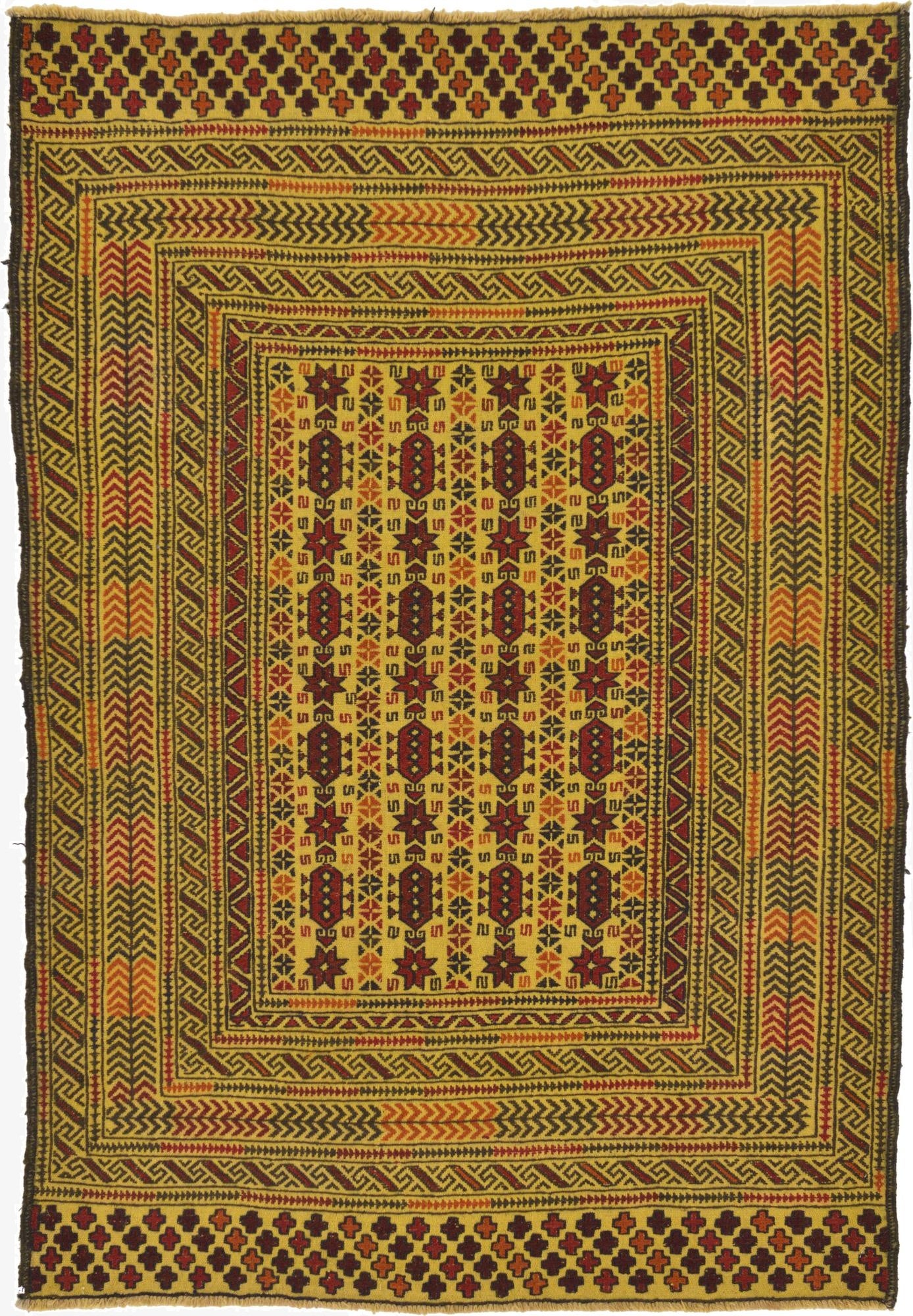 4' 5 x 6' 5  Hand Woven Kilim Afghan Wool Rug