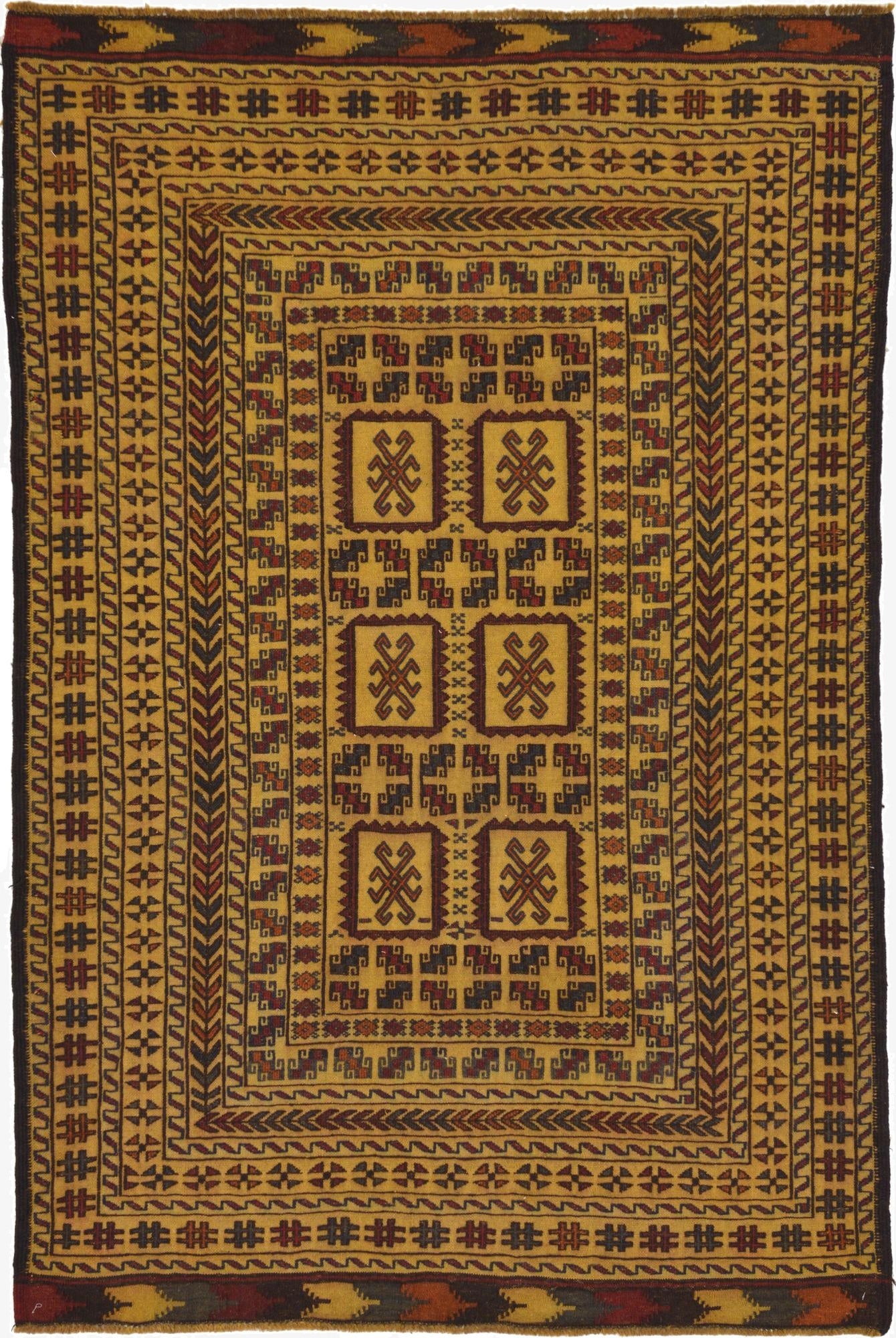 4' 2 x 6' 2  Hand Woven Kilim Afghan Wool Rug