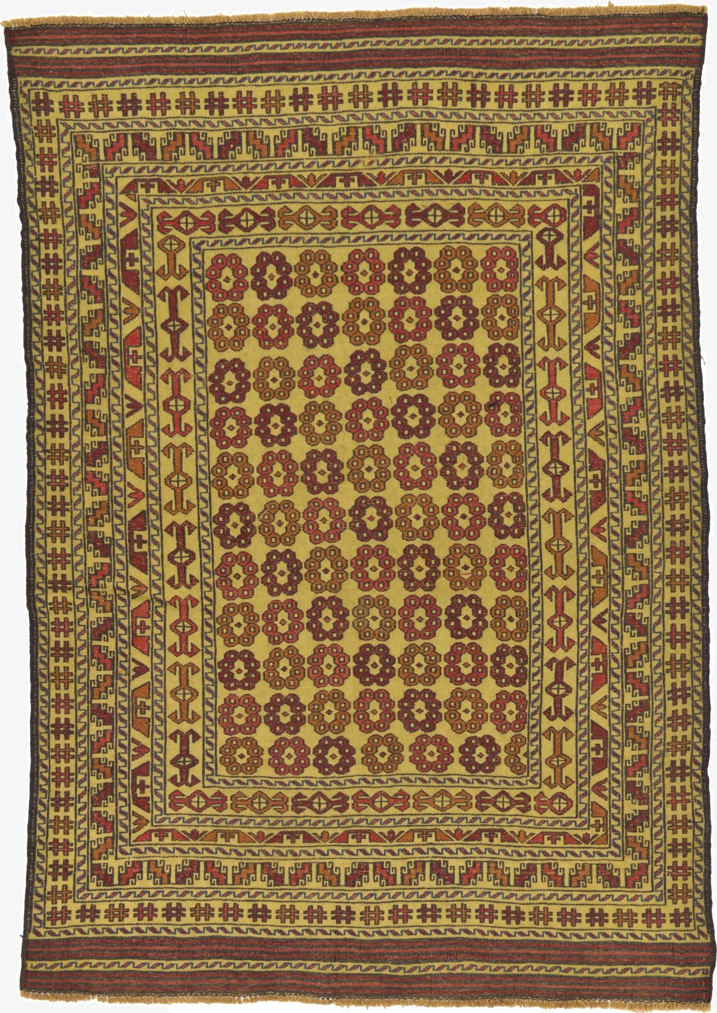 4' 3 x 6' 2  Hand Woven Kilim Afghan Wool Rug