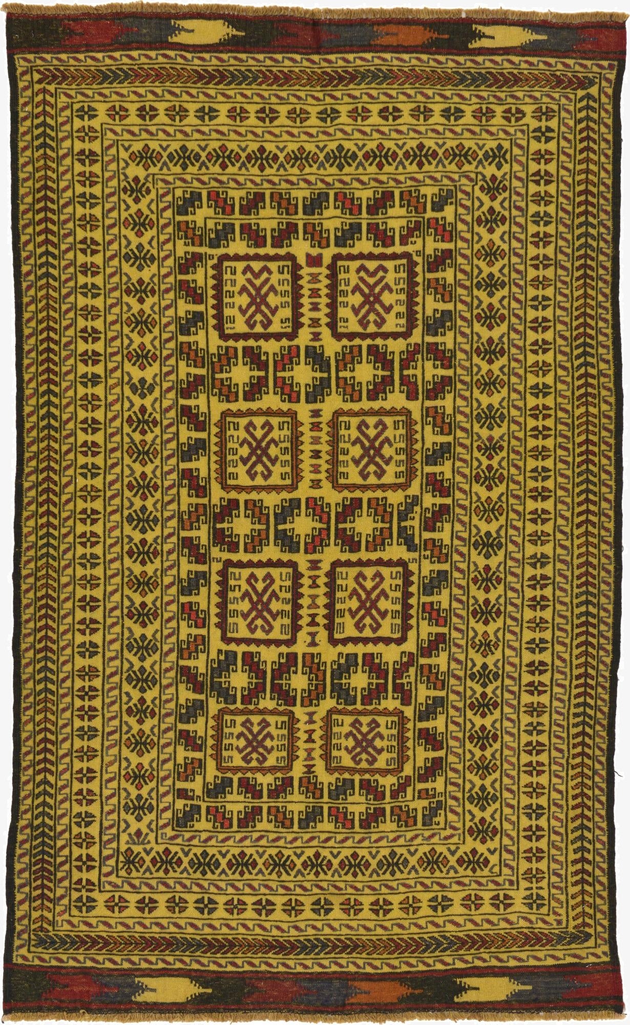 3' 10 x 6' 4  Hand Woven Kilim Afghan Wool Rug