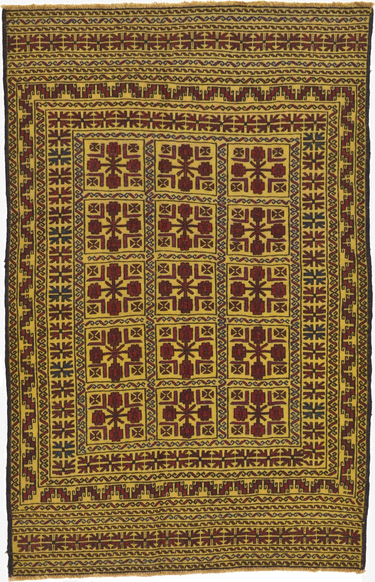 4' 2 x 6' 7  Hand Woven Kilim Afghan Wool Rug