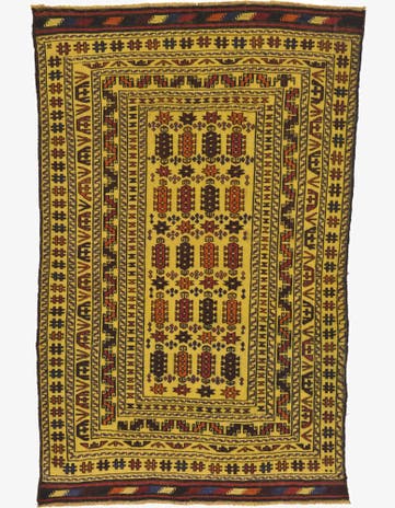 4' 2 x 6' 4 Hand Woven Kilim Afghan Wool Rug