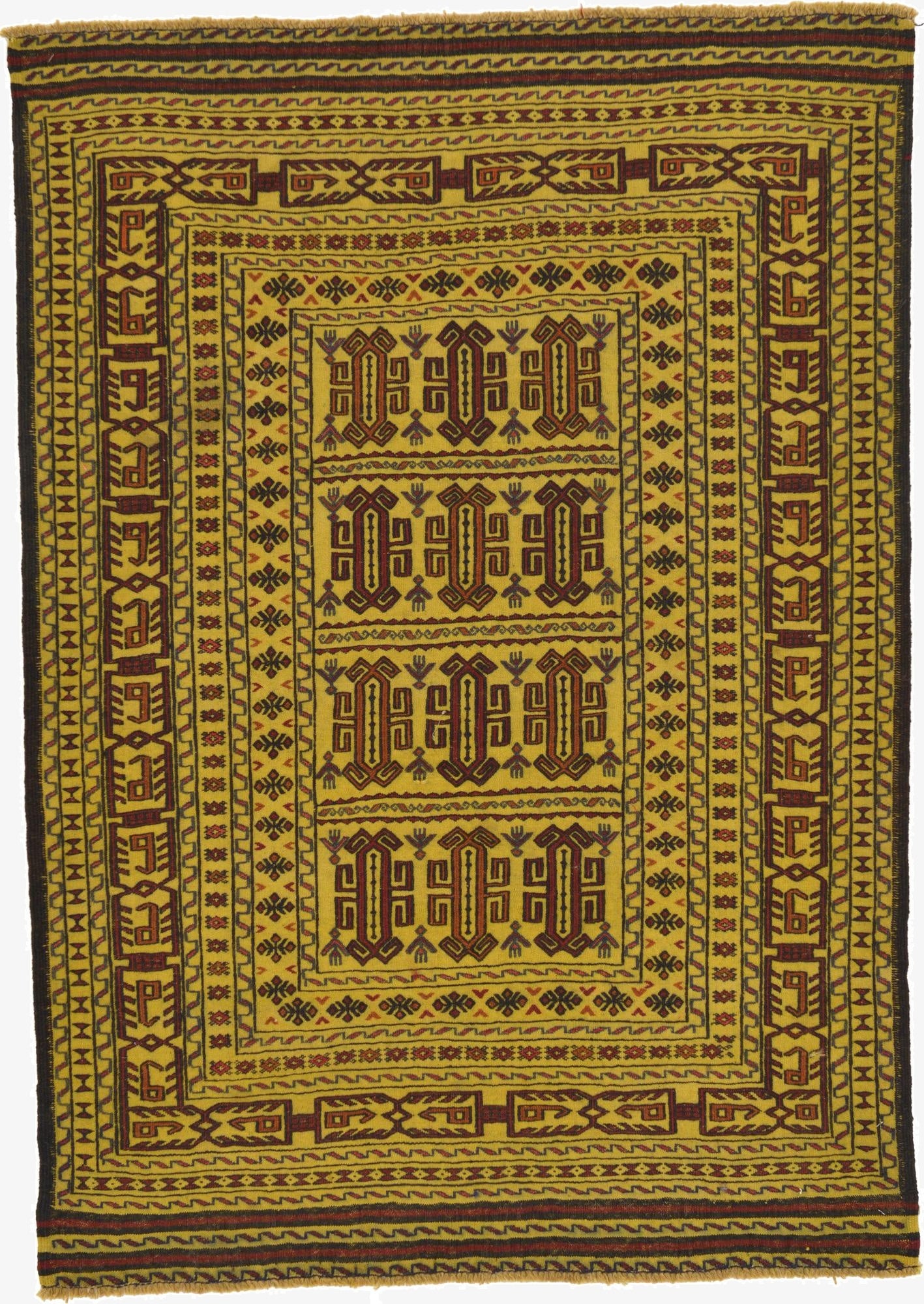 4' 2 x 6' 2  Hand Woven Kilim Afghan Wool Rug