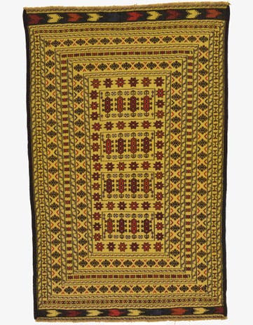 4' x 6' 4 Hand Woven Kilim Afghan Wool Rug