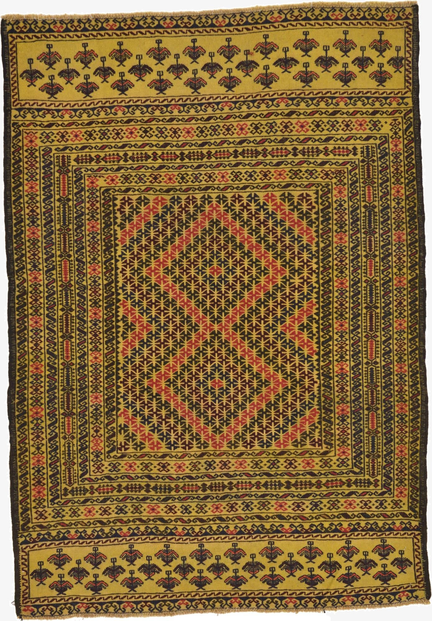 4' 3 x 6'  Hand Woven Kilim Afghan Wool Rug