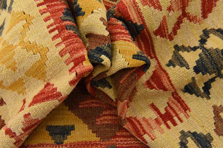 3' 3 x 4' 9 Hand Woven Kilim Maymana Wool Rug