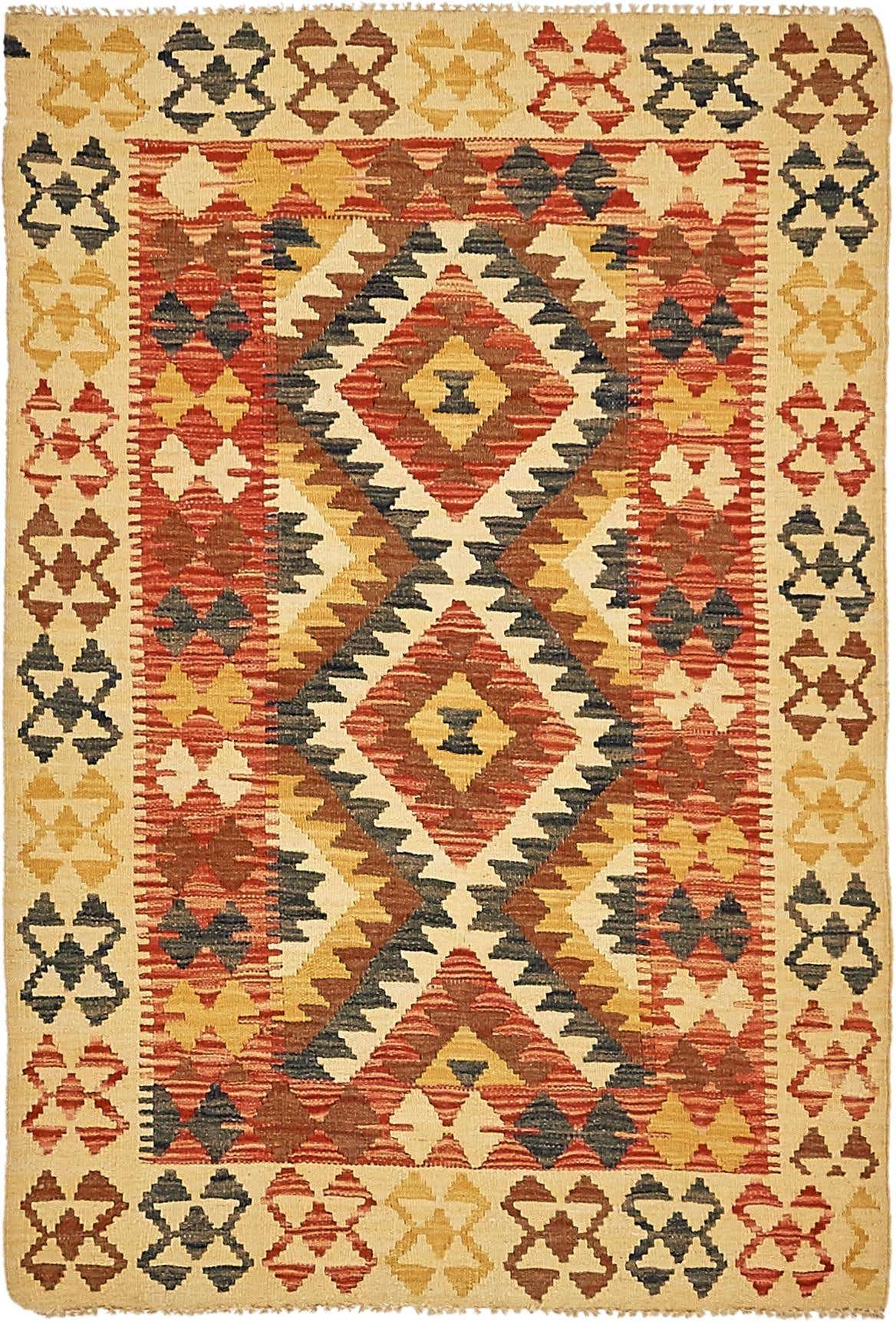 3' 3 x 4' 9 Hand Woven Kilim Maymana Wool Rug