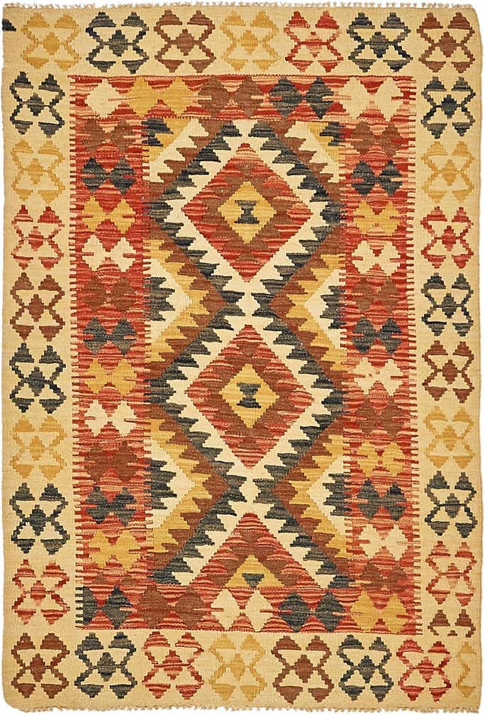 3' 3 x 4' 9 Hand Woven Kilim Maymana Wool Rug