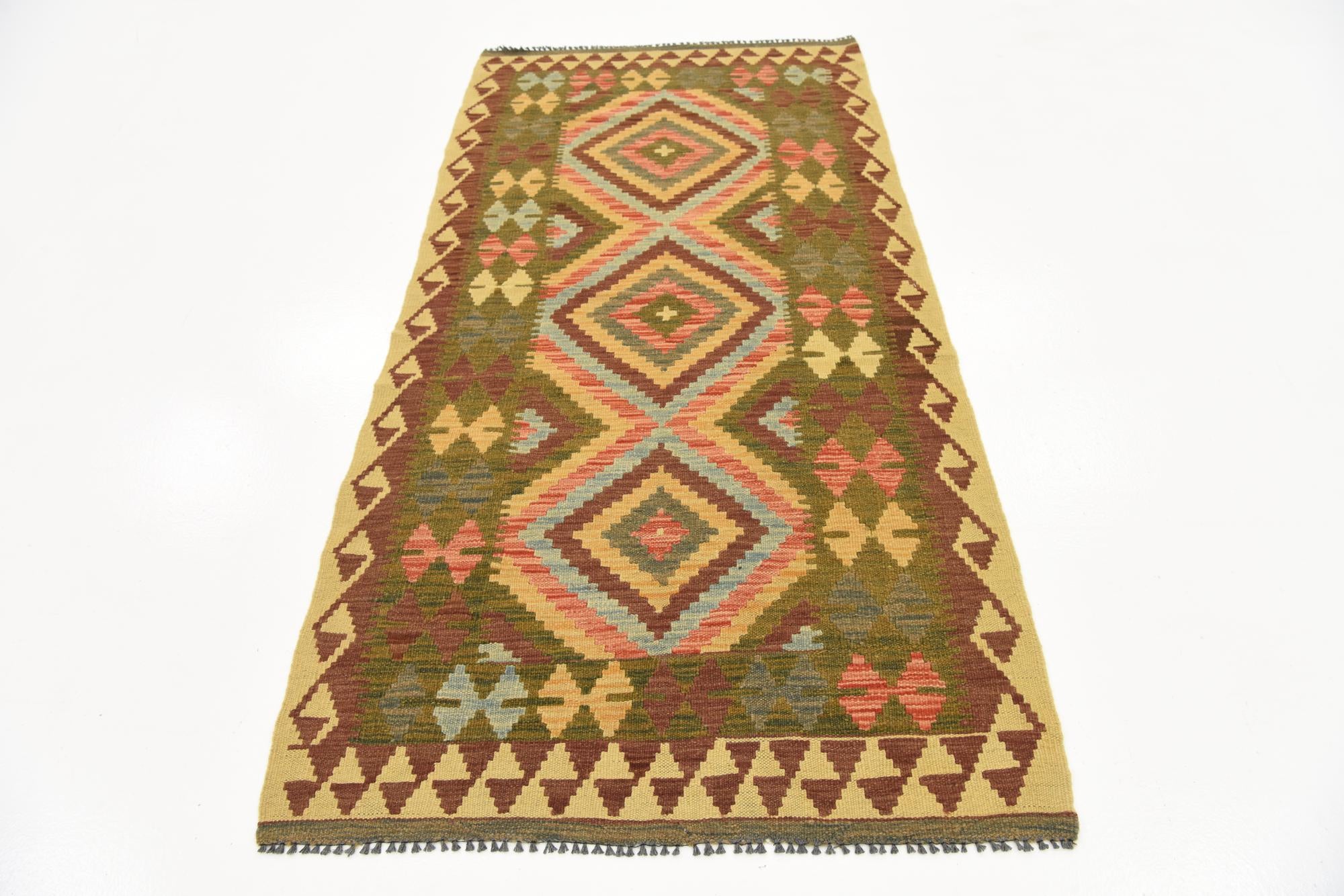 3' 3 x 6' 6 Hand Woven Kilim Maymana Wool Rug