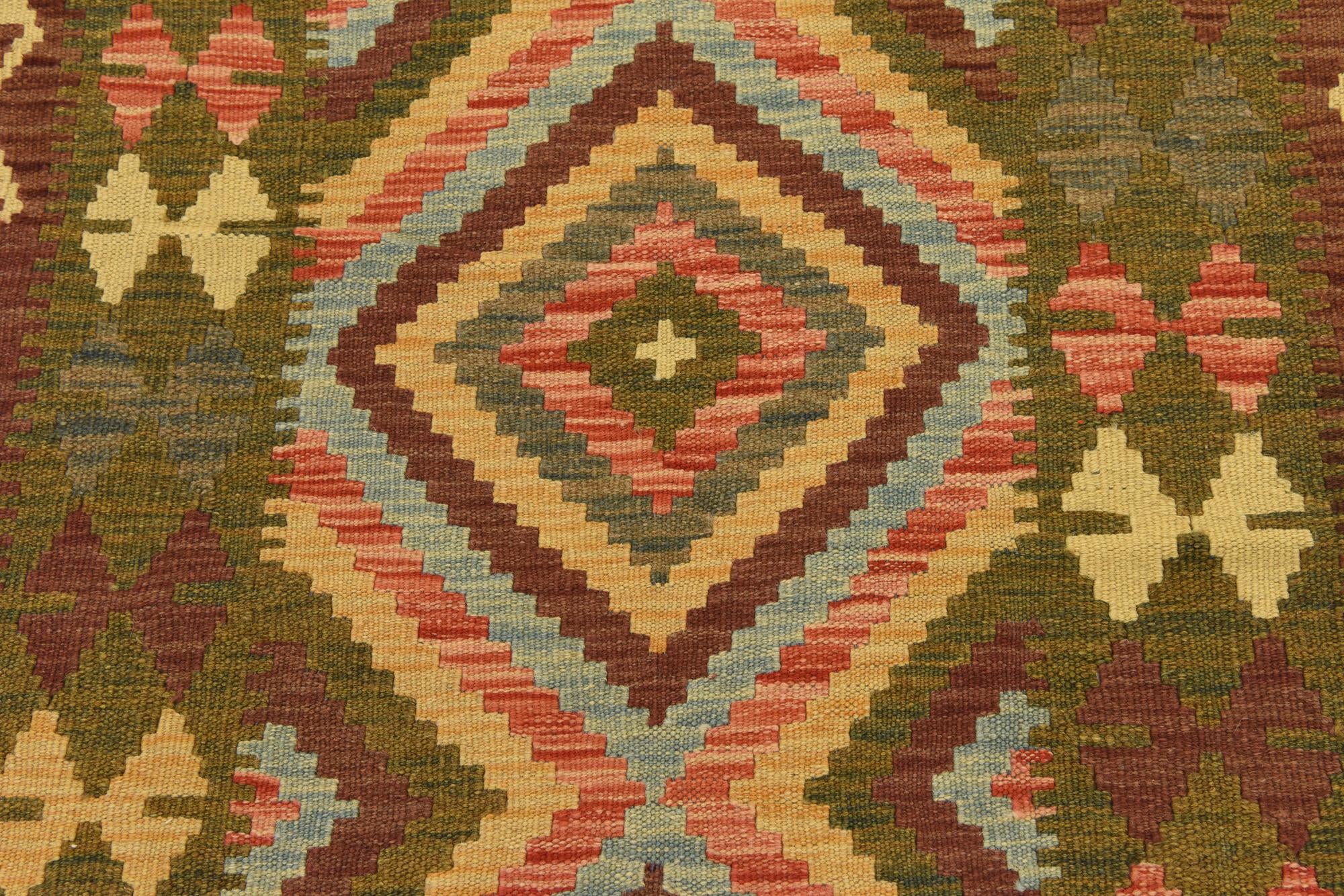 3' 3 x 6' 6 Hand Woven Kilim Maymana Wool Rug