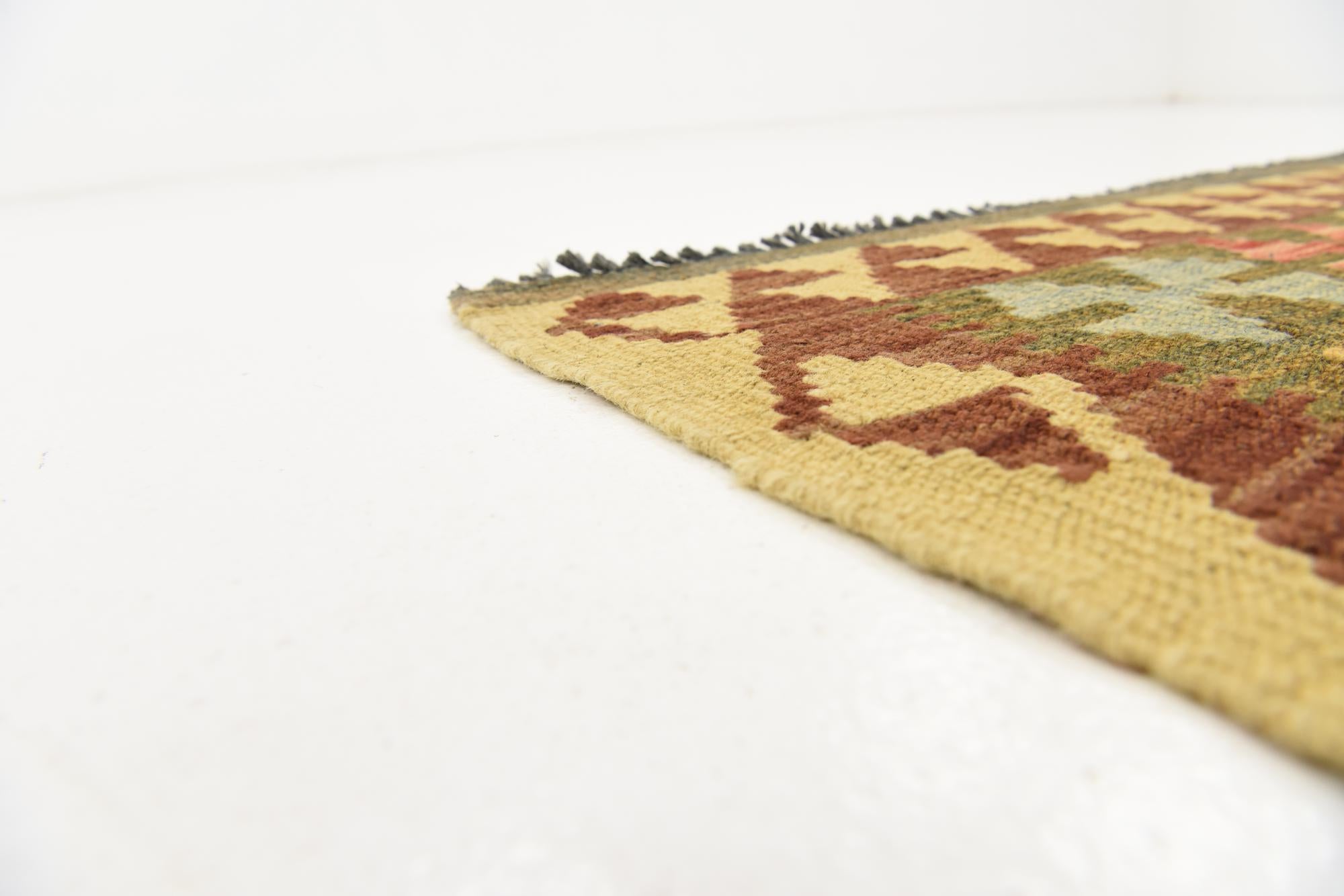 3' 3 x 6' 6 Hand Woven Kilim Maymana Wool Rug