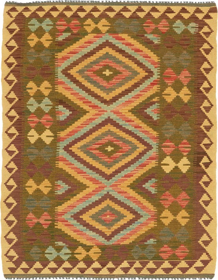 Detail image of 3' 3 x 6' 6 Hand Woven Kilim Maymana Wool Rug