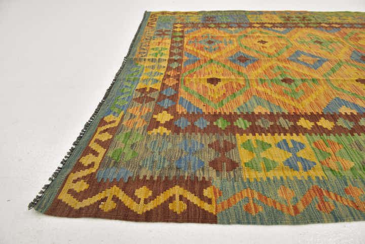 5' x 6' 9 Hand Woven Kilim Maymana Wool Rug