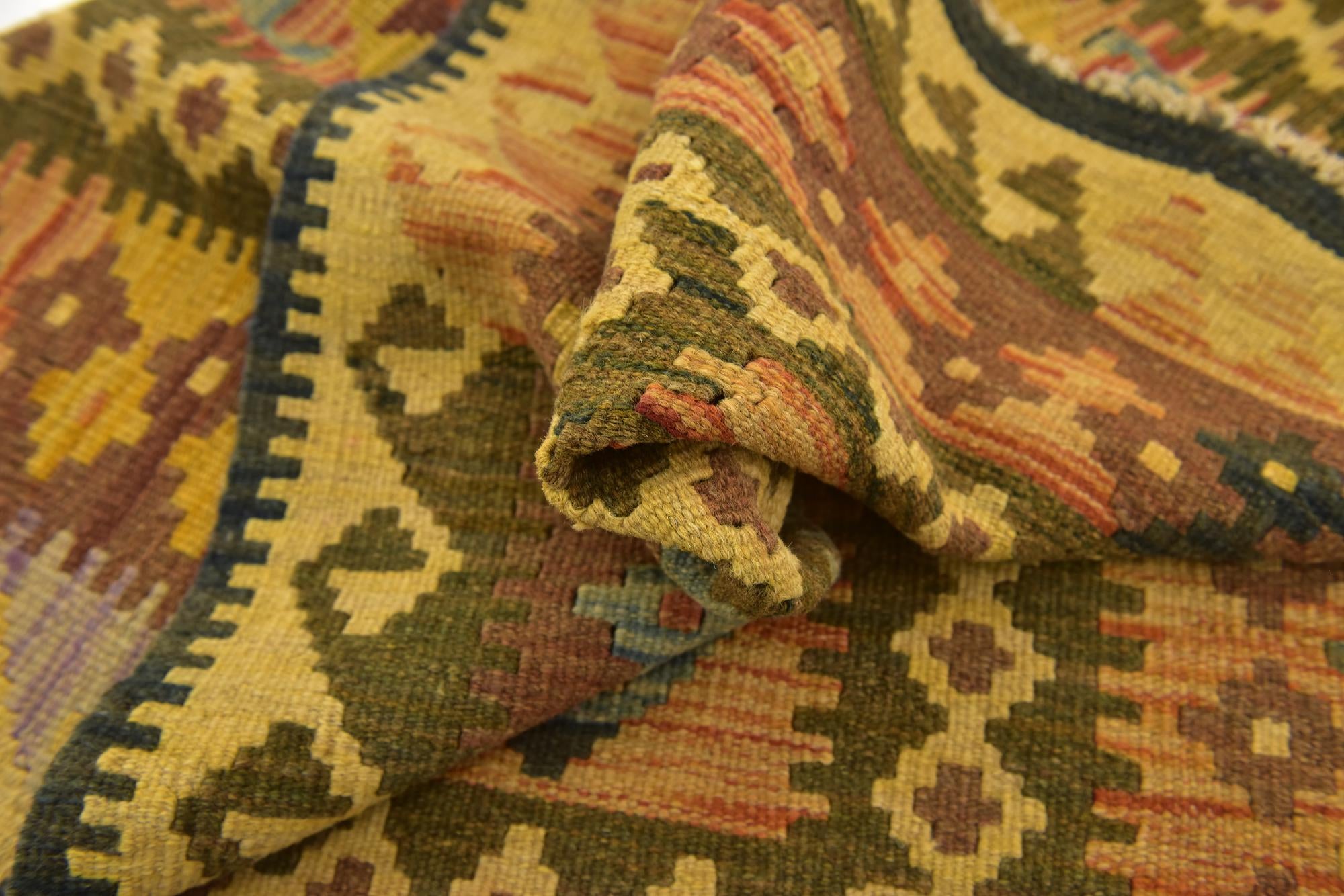 3' 5 x 4' 7 Hand Woven Kilim Maymana Wool Rug