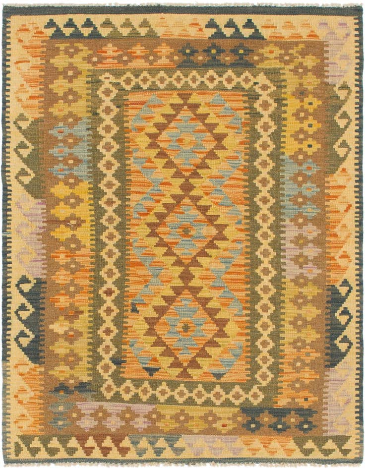 Detail image of 3' 5 x 4' 7 Hand Woven Kilim Maymana Wool Rug