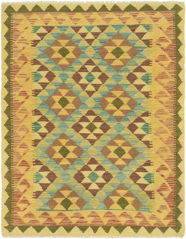 Detail image of 3' 5 x 5' Hand Woven Kilim Maymana Wool Rug