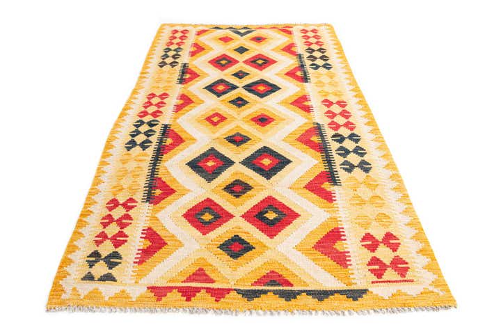 3' 7 x 6' 7 Hand Woven Kilim Maymana Wool Rug