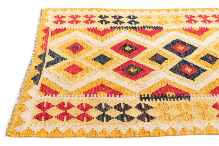 Detail image of 3' 7 x 6' 7 Hand Woven Kilim Maymana Wool Rug