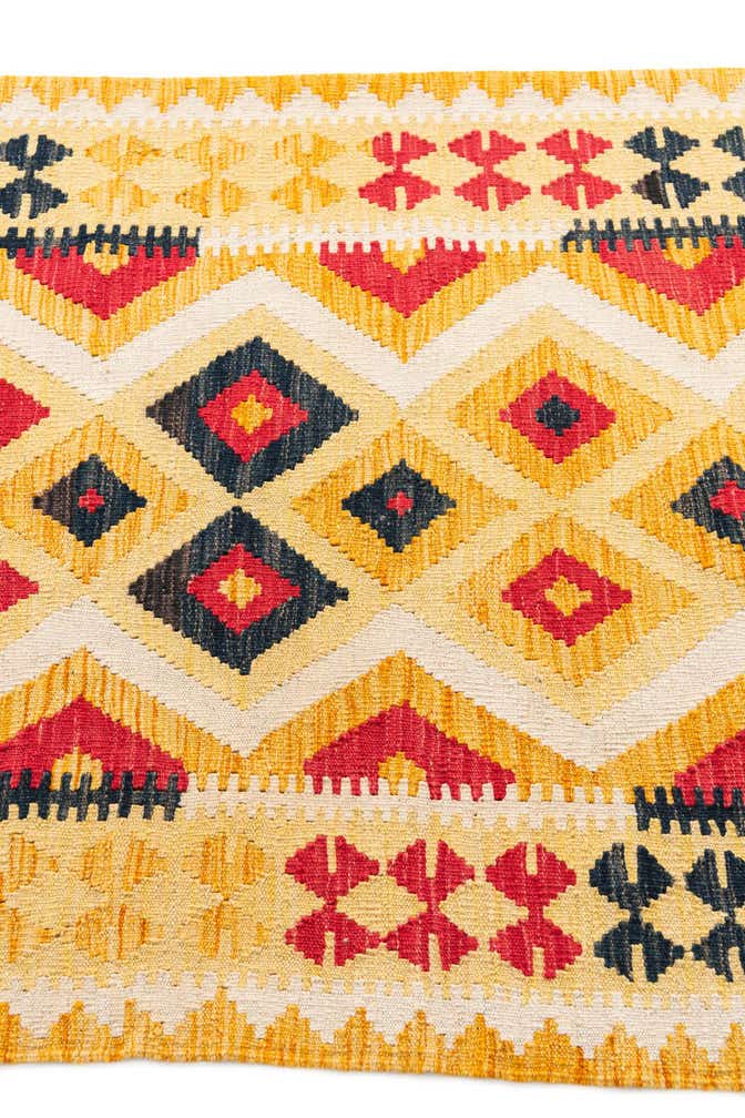 3' 7 x 6' 7 Hand Woven Kilim Maymana Wool Rug