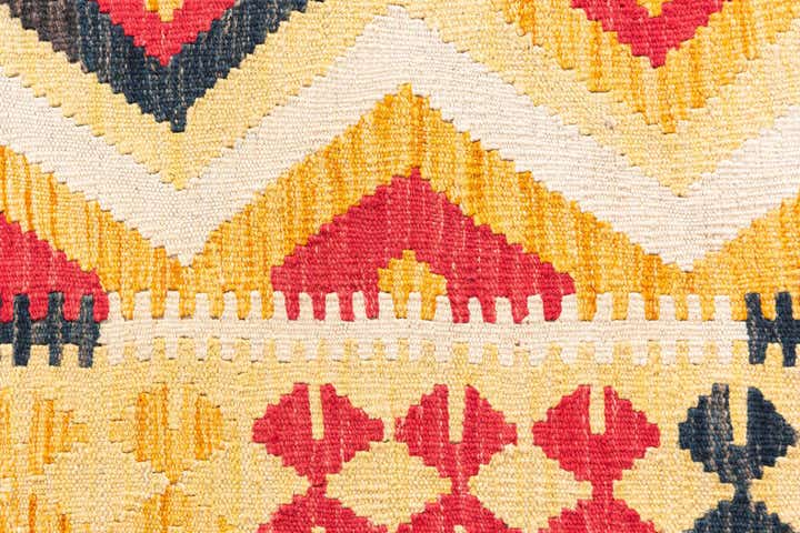 3' 7 x 6' 7 Hand Woven Kilim Maymana Wool Rug