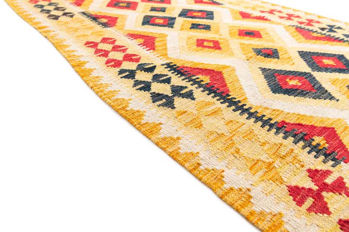 3' 7 x 6' 7 Hand Woven Kilim Maymana Wool Rug