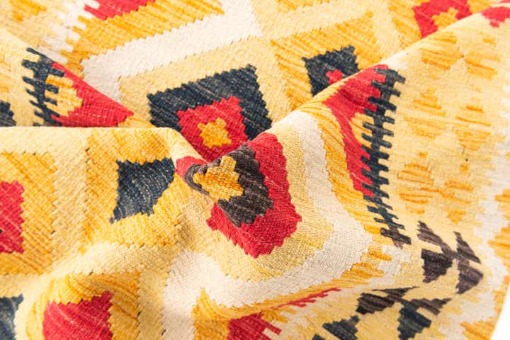 3' 7 x 6' 7 Hand Woven Kilim Maymana Wool Rug