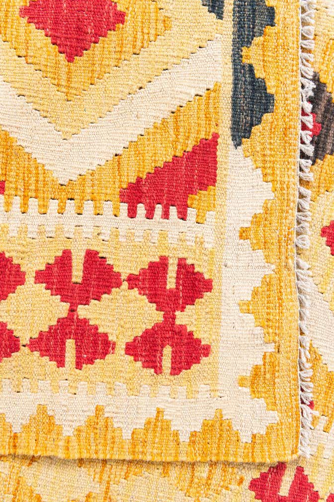 3' 7 x 6' 7 Hand Woven Kilim Maymana Wool Rug