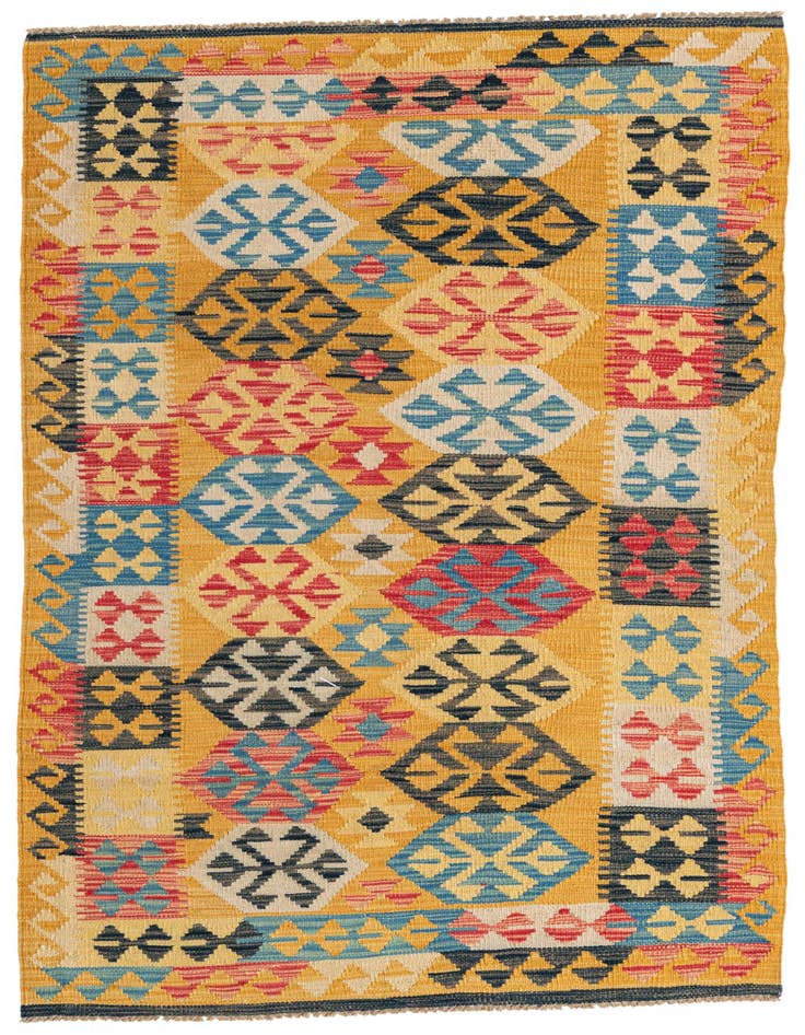 Detail image of 3' 4 x 6' 4 Hand Woven Kilim Maymana Wool Rug