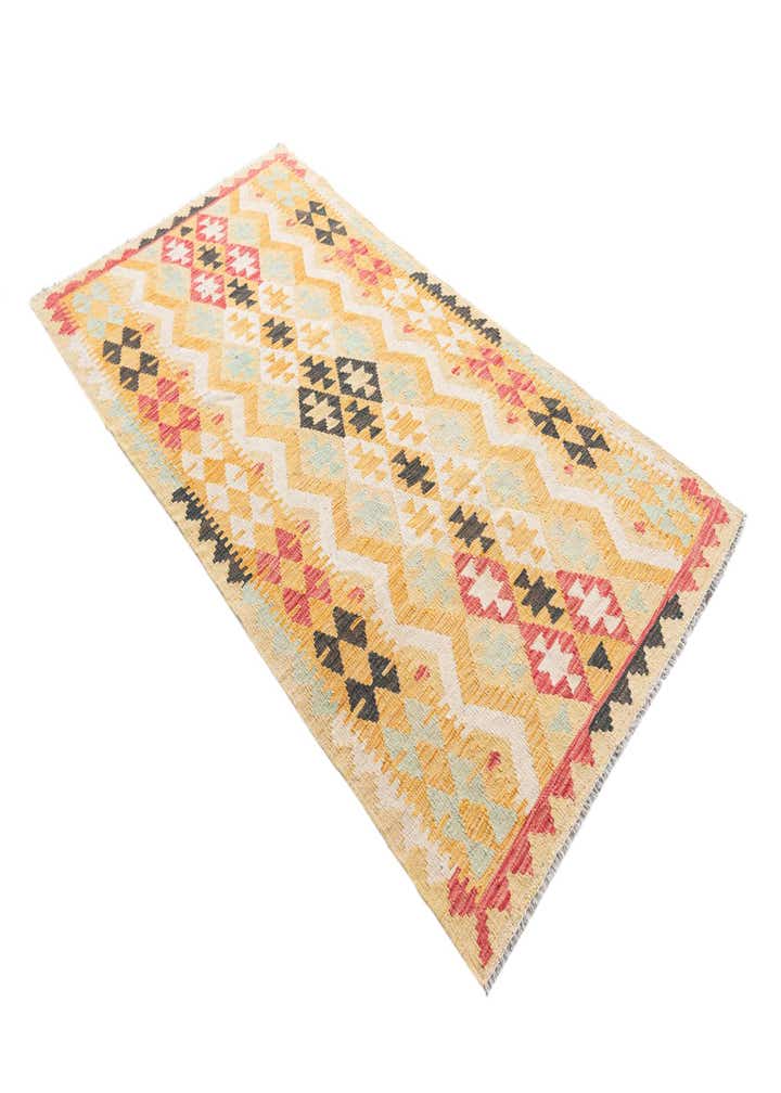 3' 5 x 6' 6 Hand Woven Kilim Maymana Wool Rug