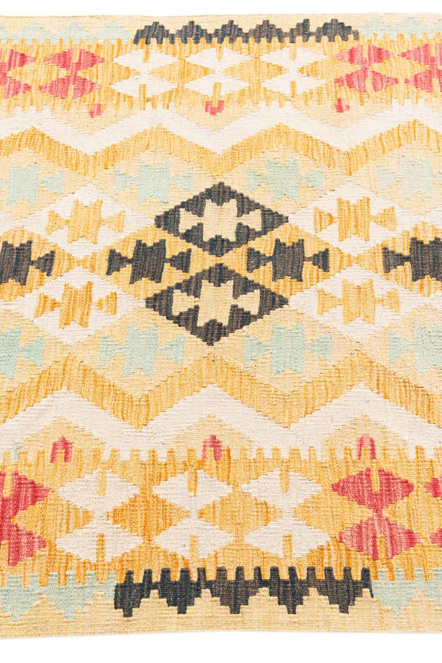Detail image of 3' 5 x 6' 6 Hand Woven Kilim Maymana Wool Rug