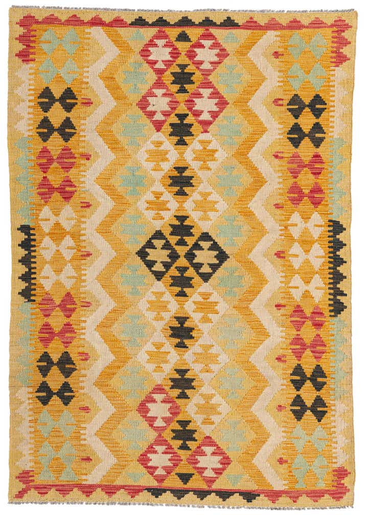 3' 5 x 6' 6 Hand Woven Kilim Maymana Wool Rug