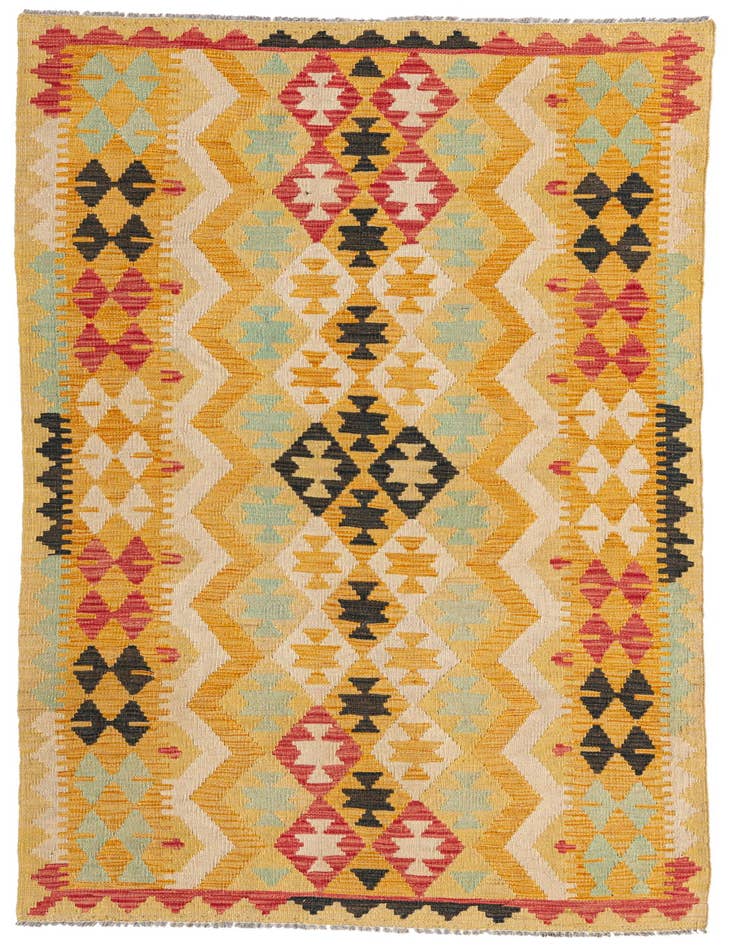 Detail image of 3' 5 x 6' 6 Hand Woven Kilim Maymana Wool Rug