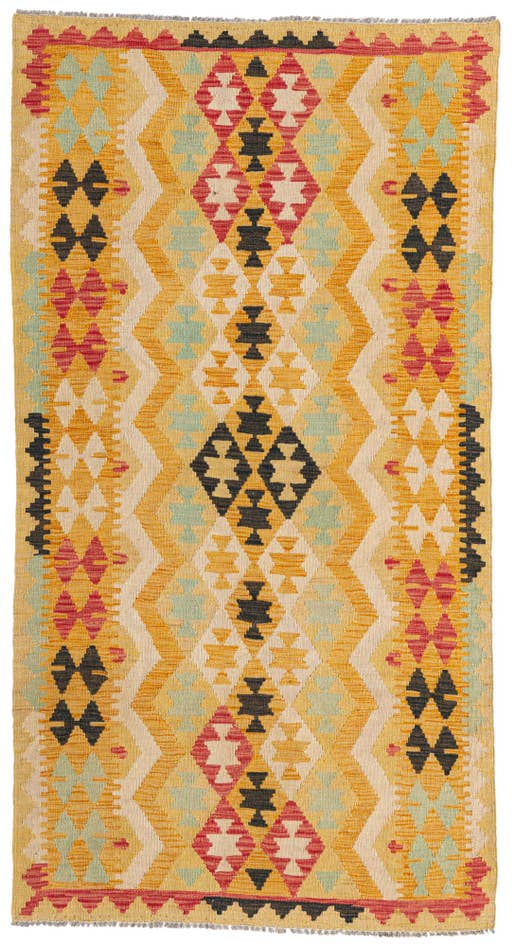 Detail image of 3' 5 x 6' 6 Hand Woven Kilim Maymana Wool Rug
