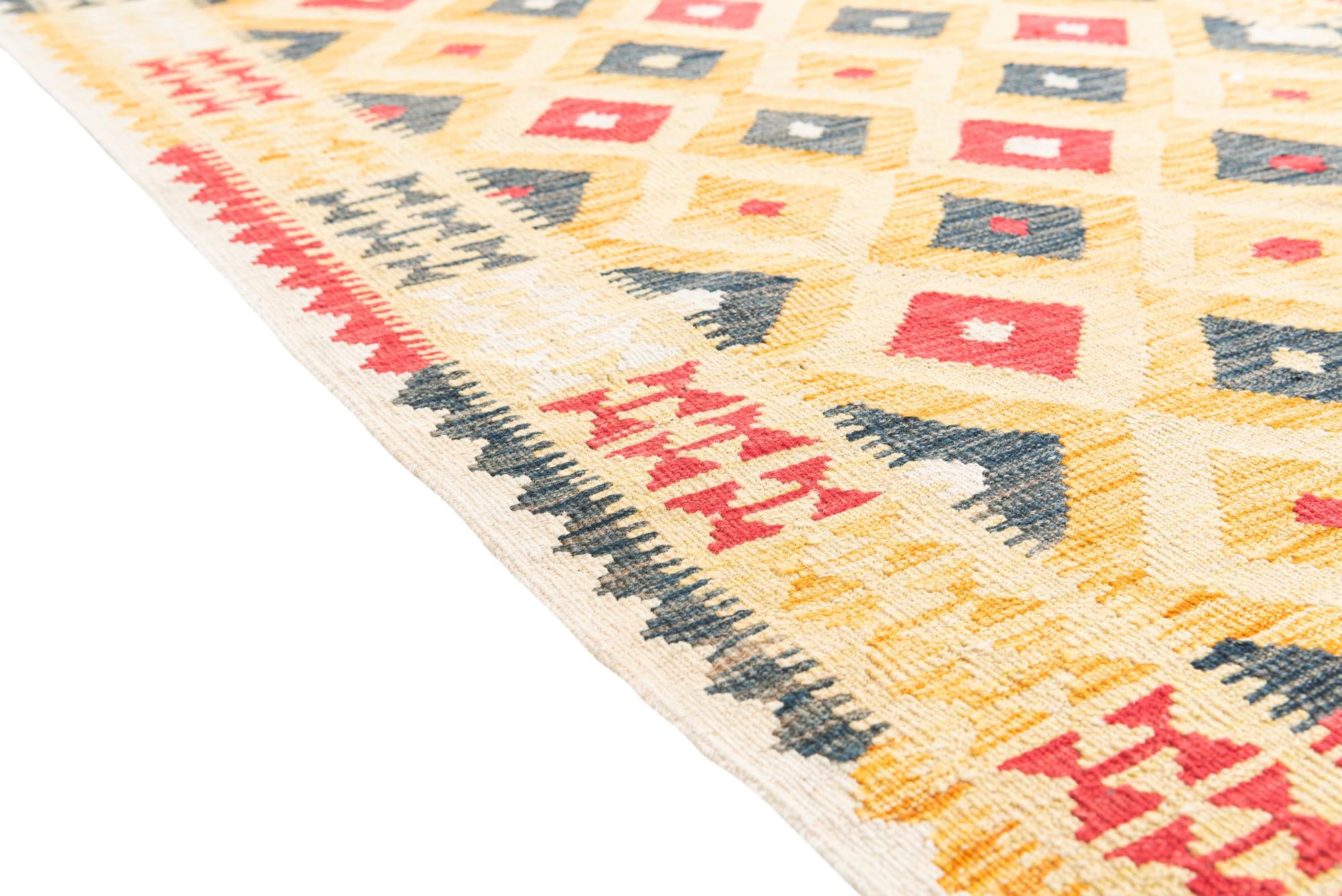 3' 7 x 6' 7 Hand Woven Kilim Maymana Wool Rug