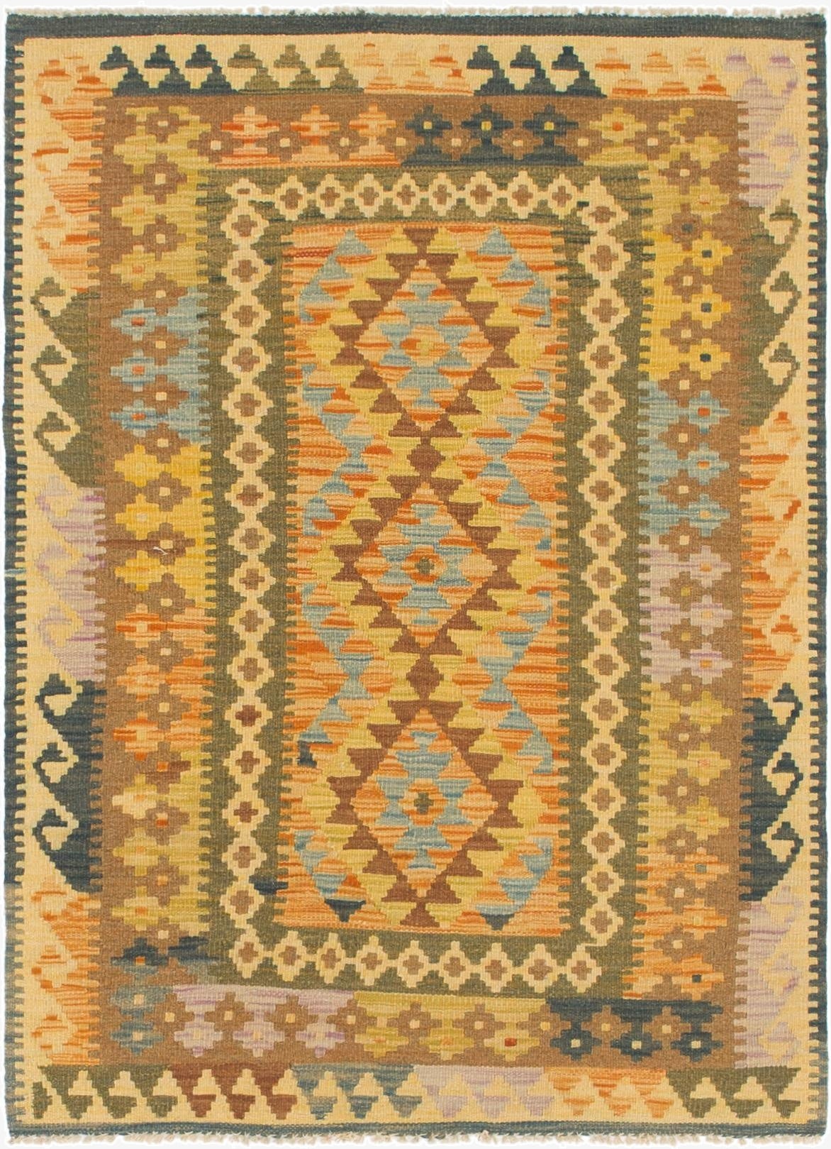 3' 5 x 4' 7  Hand Woven Kilim Maymana Wool Rug