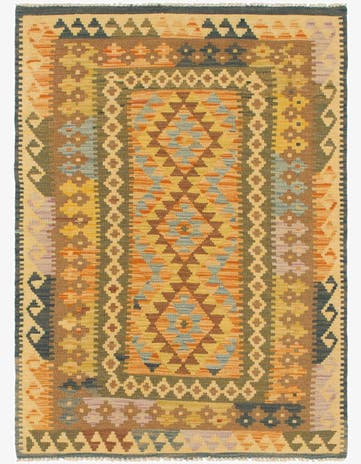 3' 5 x 4' 7 Hand Woven Kilim Maymana Wool Rug
