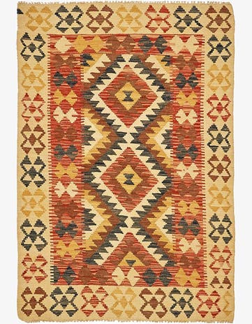 3' 3 x 4' 9 Hand Woven Kilim Maymana Wool Rug