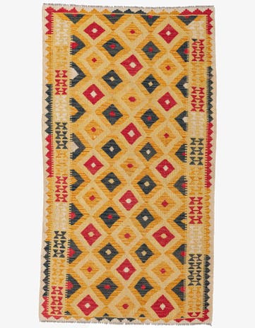 3' 7 x 6' 7 Hand Woven Kilim Maymana Wool Rug