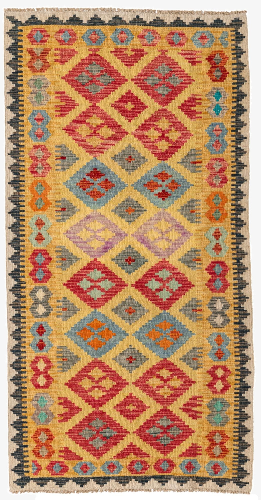 3' 4 x 6' 5  Hand Woven Kilim Maymana Wool Rug