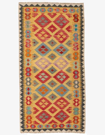 3' 4 x 6' 5 Hand Woven Kilim Maymana Wool Rug