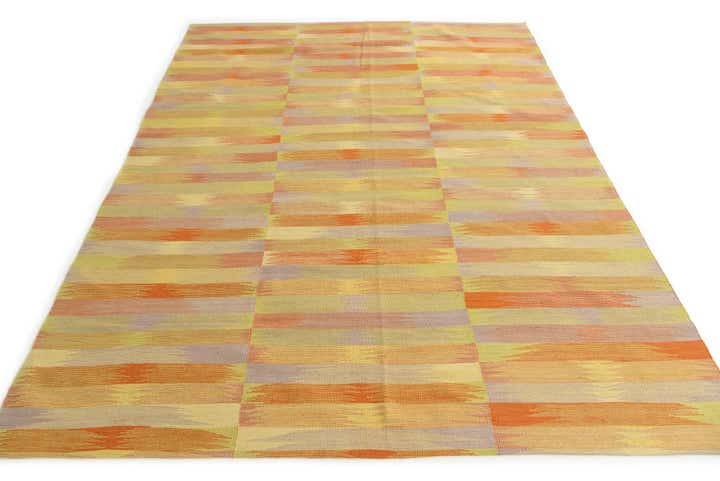 7' x 9' 3 Hand Woven Kilim Modern Wool Rug