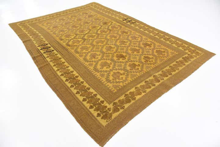 6' 6 x 9' 4 Hand Woven Kilim Suzani Wool Rug