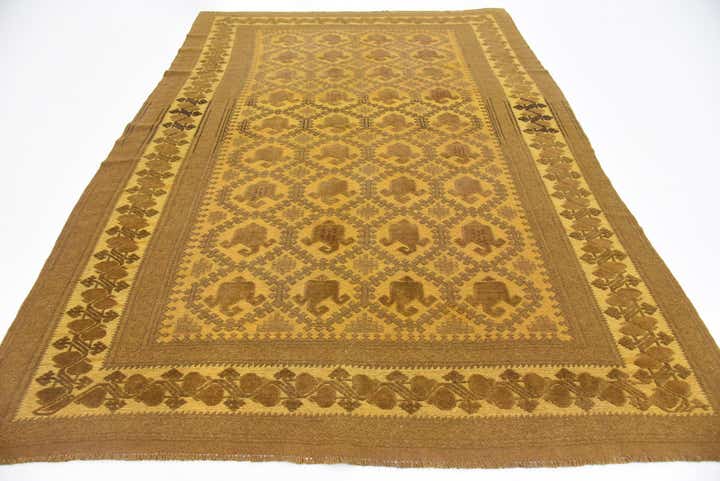 6' 6 x 9' 4 Hand Woven Kilim Suzani Wool Rug