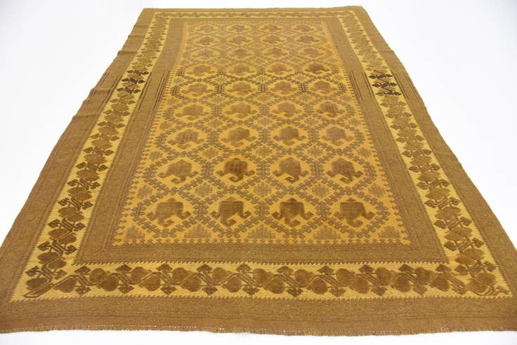 Detail image of 6' 6 x 9' 4 Hand Woven Kilim Suzani Wool Rug
