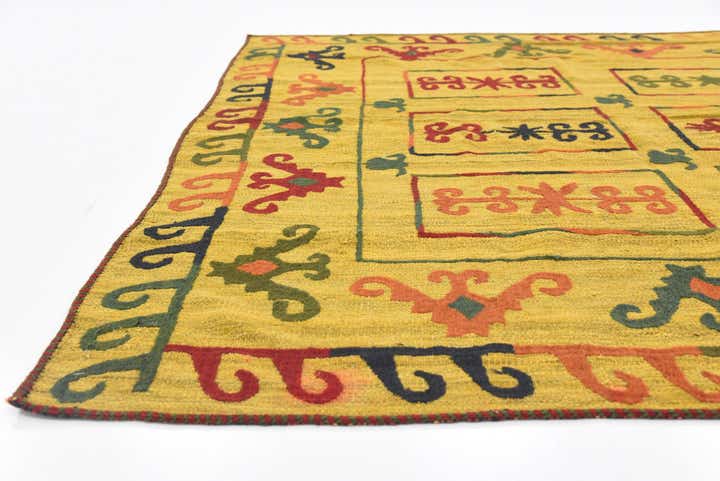 6' 10 x 9' 9 Hand Woven Kilim Suzani Wool Rug
