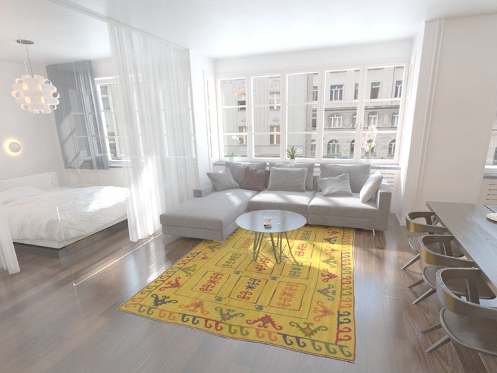 6' 10 x 9' 9 Hand Woven Kilim Suzani Wool Rug